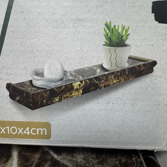 Homedeco Decorative Wall Shelf Marble Look Brown 17" x 4" x 1.5" set of 2 - Picture 1 of 6